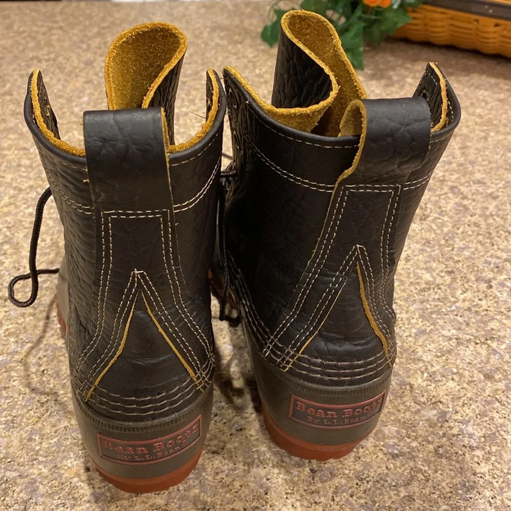 L.L. Bean Boots 8” Bison Leather Rubber Bottoms 6M 274563 Duck BM